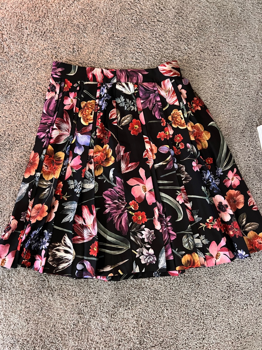 J. Crew Black Floral A-Line Skirt